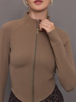 Mock Neck Corset Zip Top in Melt - Caribou - Image 3