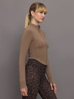 Mock Neck Corset Zip Top in Melt - Caribou - Image 4