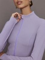 Mock Neck Corset Zip Top in Melt - Lavender Grey - Image 4