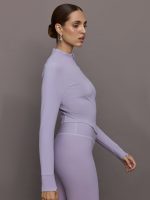 Mock Neck Corset Zip Top in Melt - Lavender Grey - Image 6