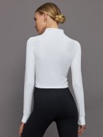 Mock Neck Corset Zip Top in Melt - White - Image 5