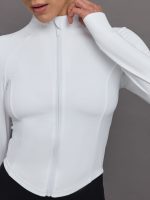 Mock Neck Corset Zip Top in Melt - White - Image 6
