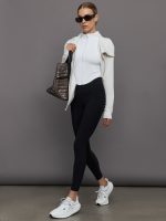Mock Neck Corset Zip Top in Melt - White - Image 3