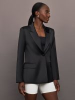 Satin Blazer - Black - Image 4