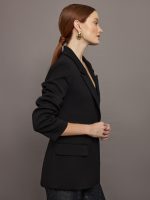 Single Breasted Blazer in Scuba - Black - Image 6