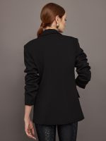 Single Breasted Blazer in Scuba - Black - Image 7