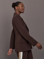 Single Breasted Blazer in Scuba - Chocolate Torte - Image 4