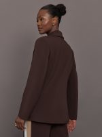 Single Breasted Blazer in Scuba - Chocolate Torte - Image 5