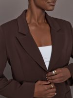 Single Breasted Blazer in Scuba - Chocolate Torte - Image 6