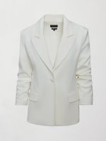 Single Breasted Blazer in Scuba - Ivory - Image 9
