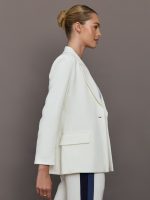 Single Breasted Blazer in Scuba - Ivory - Image 5