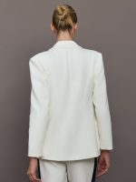 Single Breasted Blazer in Scuba - Ivory - Image 6