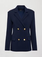 Double Breasted Blazer in Scuba - Navy - Image 7