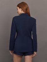 Double Breasted Blazer in Scuba - Navy - Image 5