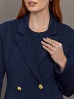 Double Breasted Blazer in Scuba - Navy - Image 6
