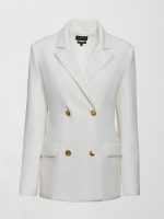 Double Breasted Blazer in Scuba - White - Image 9