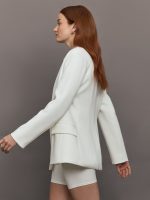 Double Breasted Blazer in Scuba - White - Image 4
