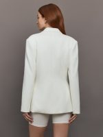 Double Breasted Blazer in Scuba - White - Image 5