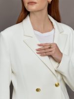 Double Breasted Blazer in Scuba - White - Image 6