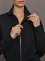 Full Zip Jacket in Interlock - Black - Image 6