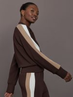 Bomber with Contrast Stripe in Scuba - Chocolate Torte - Image 4