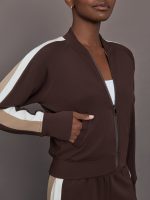 Bomber with Contrast Stripe in Scuba - Chocolate Torte - Image 6