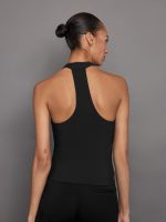 SLEEVELESS MOCK NECK TOP IN MELT - BLACK - Image 3