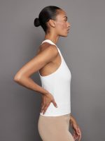 SLEEVELESS MOCK NECK TOP IN MELT - WHITE - Image 4