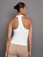 SLEEVELESS MOCK NECK TOP IN MELT - WHITE - Image 3