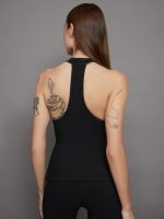 Tuxedo Mock Neck Top - Black - Image 3