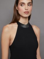 Tuxedo Mock Neck Top - Black - Image 5