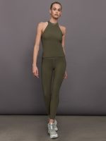 Tuxedo Mock Neck Top - Olive - Image 3