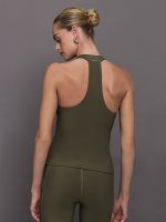 Tuxedo Mock Neck Top - Olive - Image 6