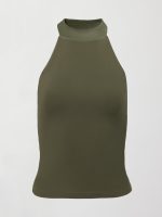 Tuxedo Mock Neck Top - Olive - Image 11