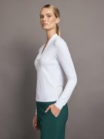 Long Sleeve Wrap Neck Shirt - White - Image 3