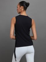 SIDE LACE UP TANK - Black - Image 4