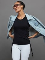 SIDE LACE UP TANK - Black - Image 5