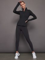 Zip Long Sleeve Run Top - Charcoal Heather - Image 6