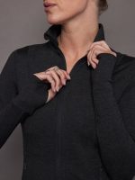 Zip Long Sleeve Run Top - Charcoal Heather - Image 3