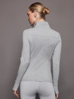 Zip Long Sleeve Run Top - Silver Heather - Image 5
