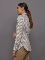 Twisted Tunic Shirt - White/Tan Stripe - Image 3