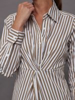 Twisted Tunic Shirt - White/Tan Stripe - Image 5