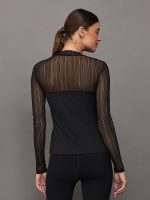 Long Sleeve Mock Neck Sweetheart Top - Black - Image 4