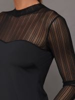 Long Sleeve Mock Neck Sweetheart Top - Black - Image 5