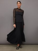 Long Sleeve Mock Neck Sweetheart Top - Black - Image 6