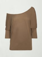 Long Sleeve Off Shoulder Tee - Caribou - Image 6