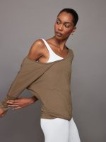 Long Sleeve Off Shoulder Tee - Caribou - Image 3