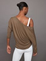 Long Sleeve Off Shoulder Tee - Caribou - Image 4