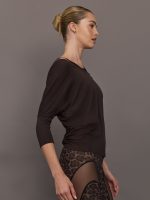 Long Sleeve Off Shoulder Tee - Chocolate Torte - Image 4