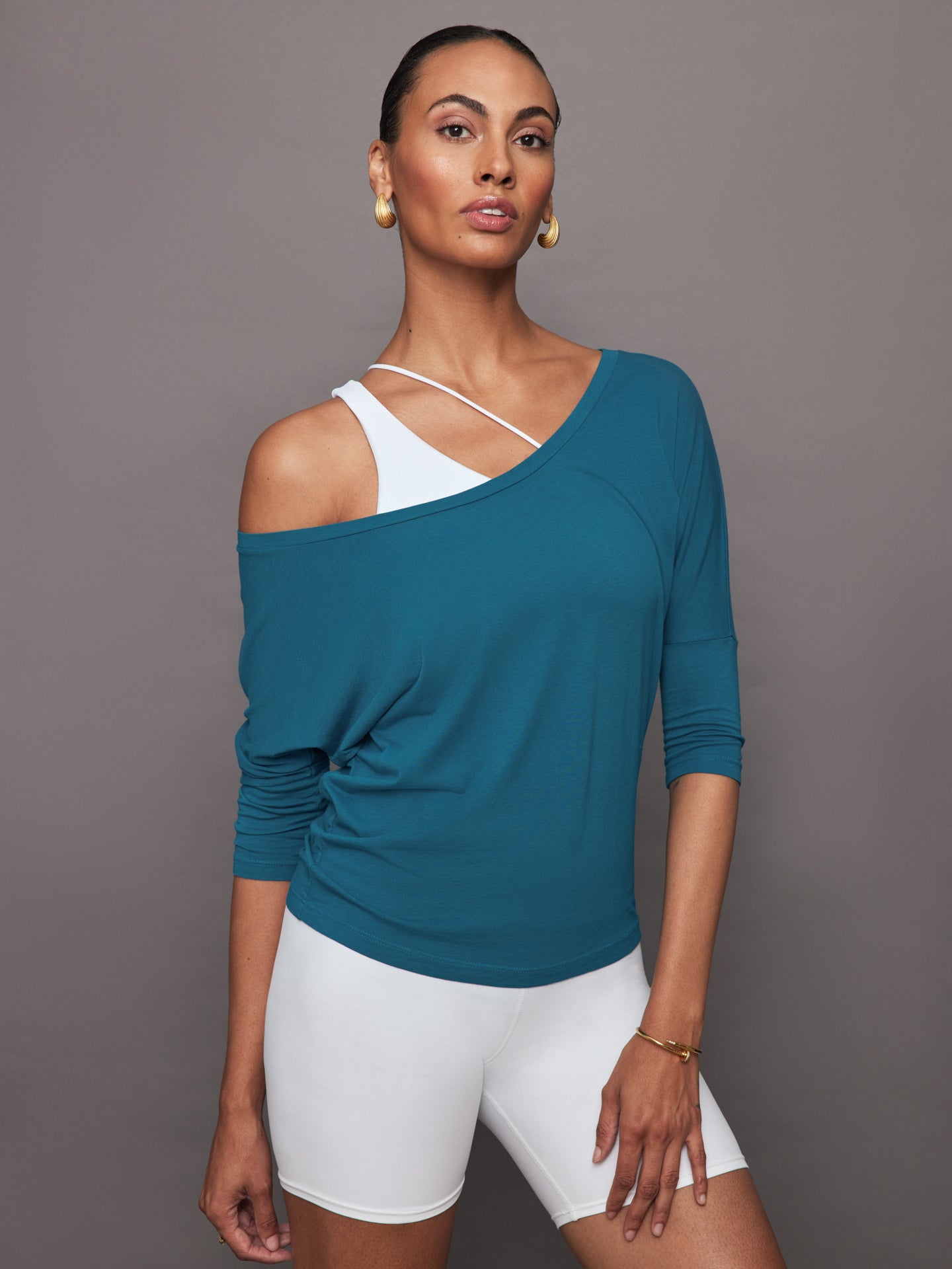 CARB-YD6028-DEEPLAG-24SM-Long-Sleeve-Off-Shoulder-Tee-color-Deep-Lagoon_0039-Edit Long Sleeve Off Shoulder Tee - Deep Lagoon - Image 1